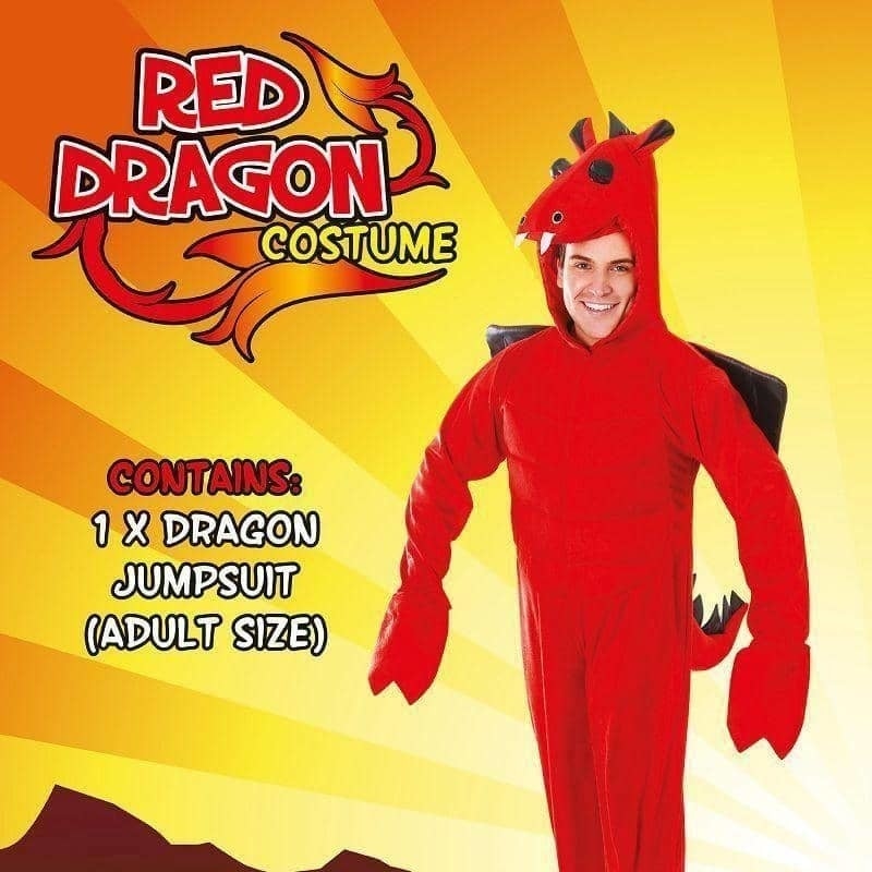 Mens Red Dradon Adult Costume Male Halloween_2