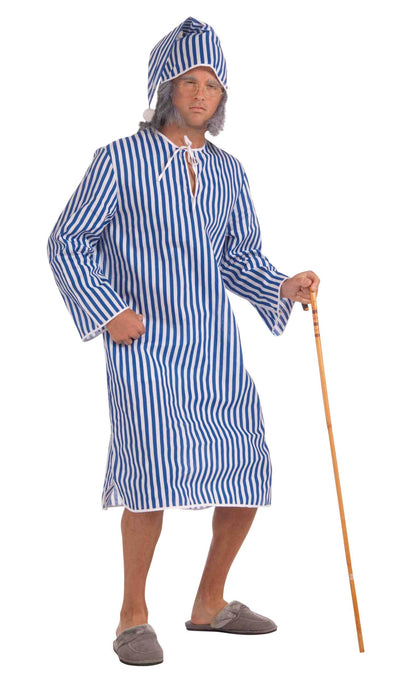 Mens Scrooge Nightshirt + Cap Adult Costume Male Halloween_1