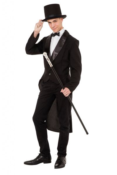 Mens Tailcoat Black Male Adult Costume Halloween_1