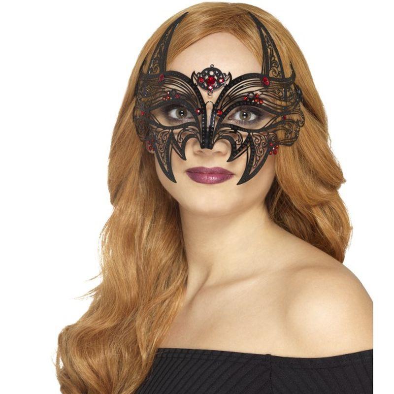 Metal Filigree Devil Eyemask Adult Black Red_1