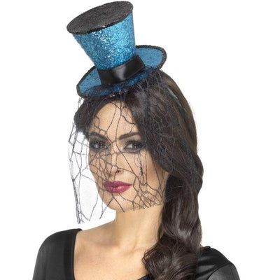 Mini Gothic Top Hat On Headband Adult Blue_1