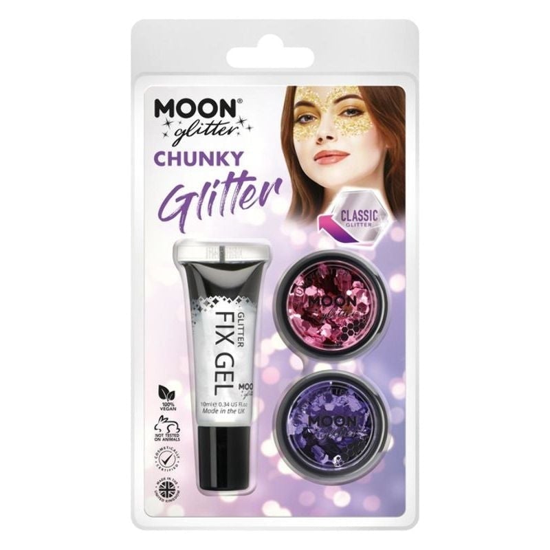 Moon Glitter Classic Chunky Clamshell, 3g - Fix Gel Set Costume Make Up_3