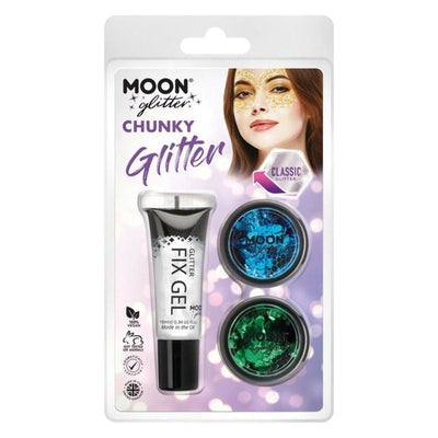 Moon Glitter Classic Chunky Clamshell, 3g - Fix Gel Set Costume Make Up_1