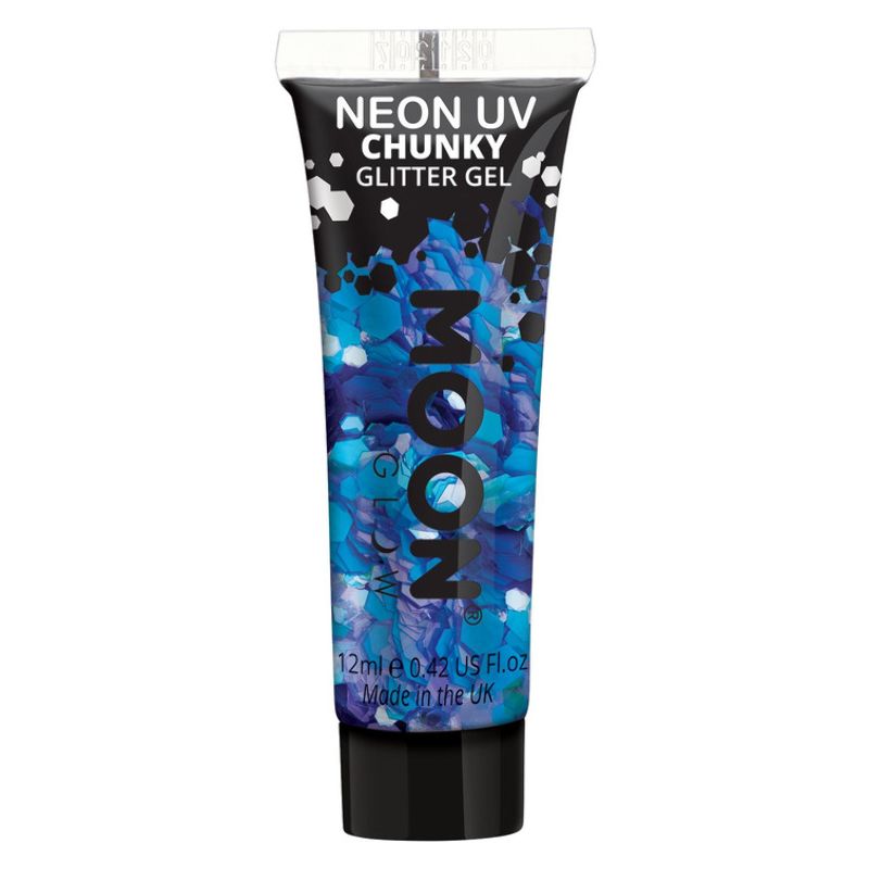 Moon Glow - Neon UV Chunky Glitter Gel Blue Costume Make Up_1