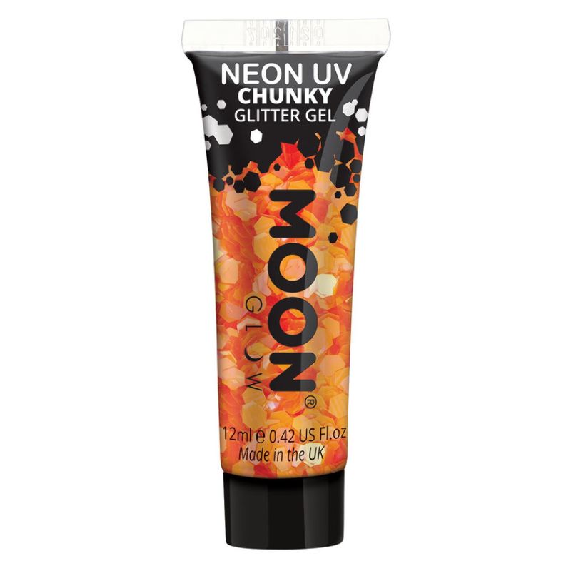 Moon Glow - Neon UV Chunky Glitter Gel Orange Costume Make Up_1