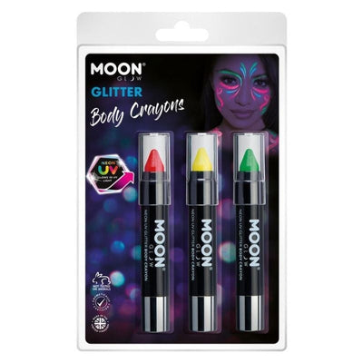 Moon Glow Neon UV Glitter Body Crayons M39597 Costume Make Up_1