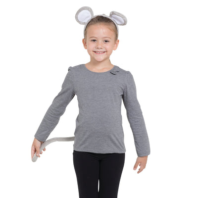 Mouse Set Grey Ears with Tail Kids Costume Kit Instant Disguise_1