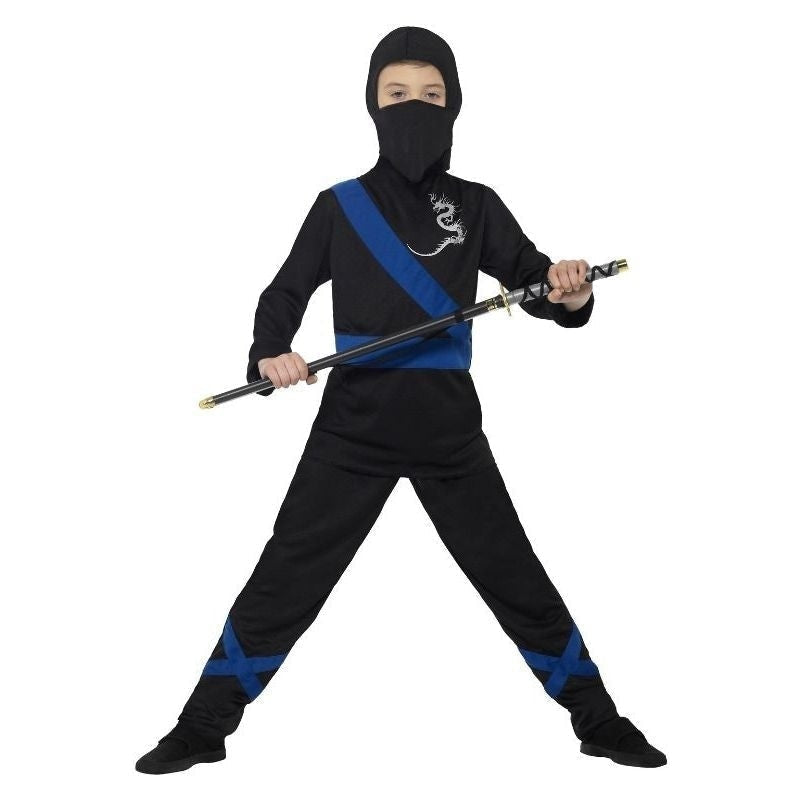 Ninja Assassin Costume Kids Black Blue_4