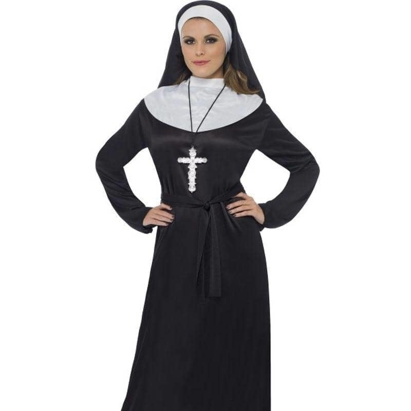 Nun Costume Adult Black White Head Scarf_2