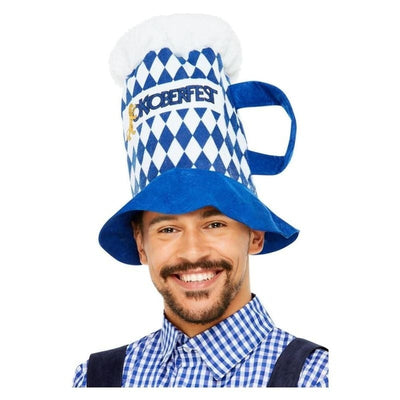 Oktoberfest Beer Hat Blue & White Chequered_1