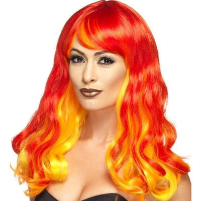 Ombre Devil Flame Wig Adult Red Shoulder Length_1