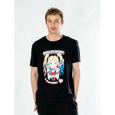 Harley Quinn Black Adult Anime Puddin T-Shirt DC_1