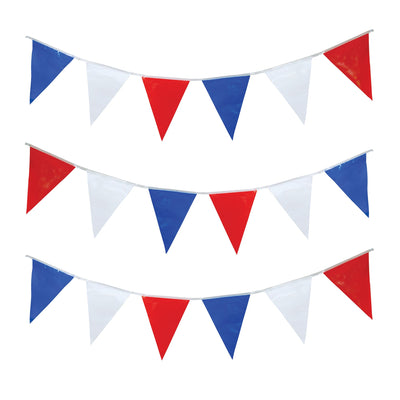 Bunting 15m Rd Wh Blue Triangles Party Goods Unisex_1 PG007