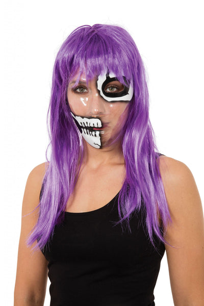Transparent Mask Skeleton 1/2 faceprint Plastic Masks Cardboard Female_1 PM134