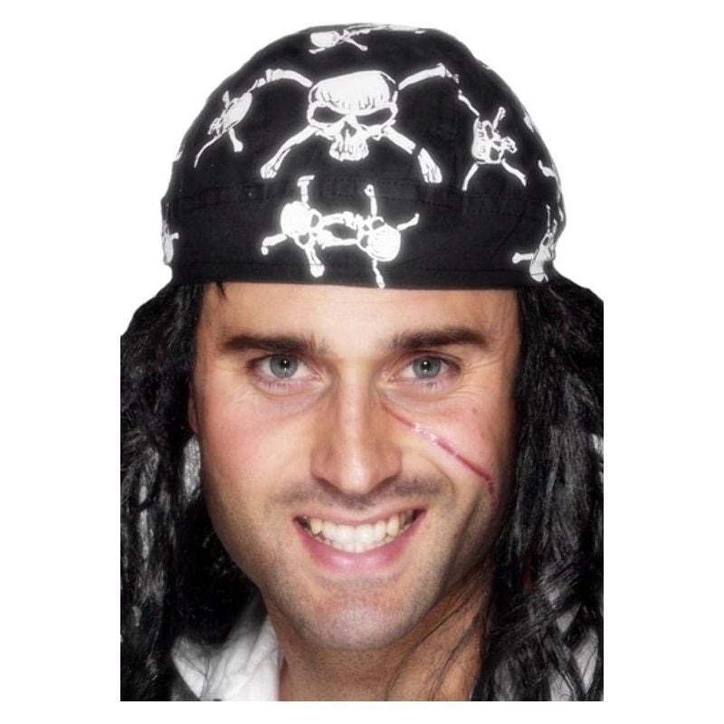 Size Chart Pirate Bandana Skull and Crossbones Design Adult Black