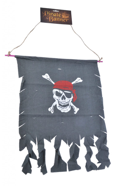 Pirate Banner Distressed Fabric Black Flag Skull Crossbones_1