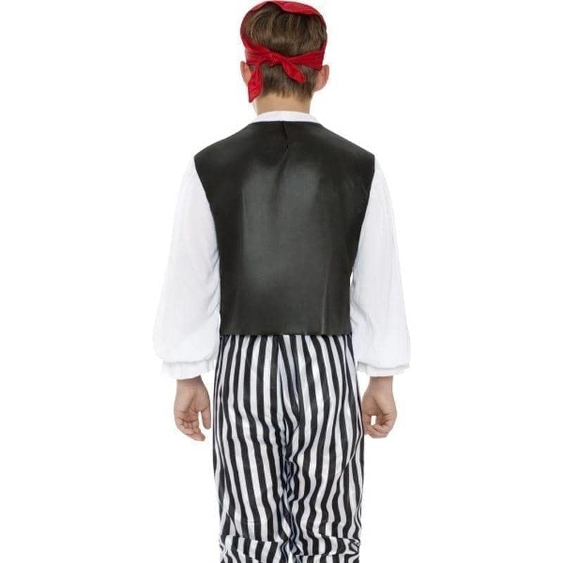 Pirate Costume Kids Black White Red Shirt Waistcoat Trousers Belt Headscarf Boot Covers_2