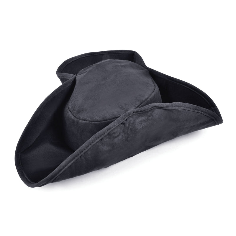 Pirate Hat Distressed Black Captain Jack Tricorn_1