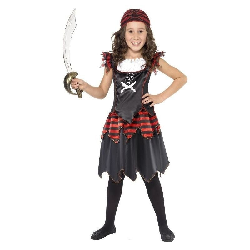 Pirate Skull & Crossbones Girl Costume Kids Red Black_4