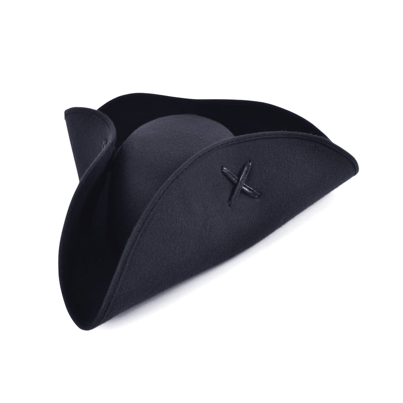 Pirate Tricorn Black Wool Felt Hat_1