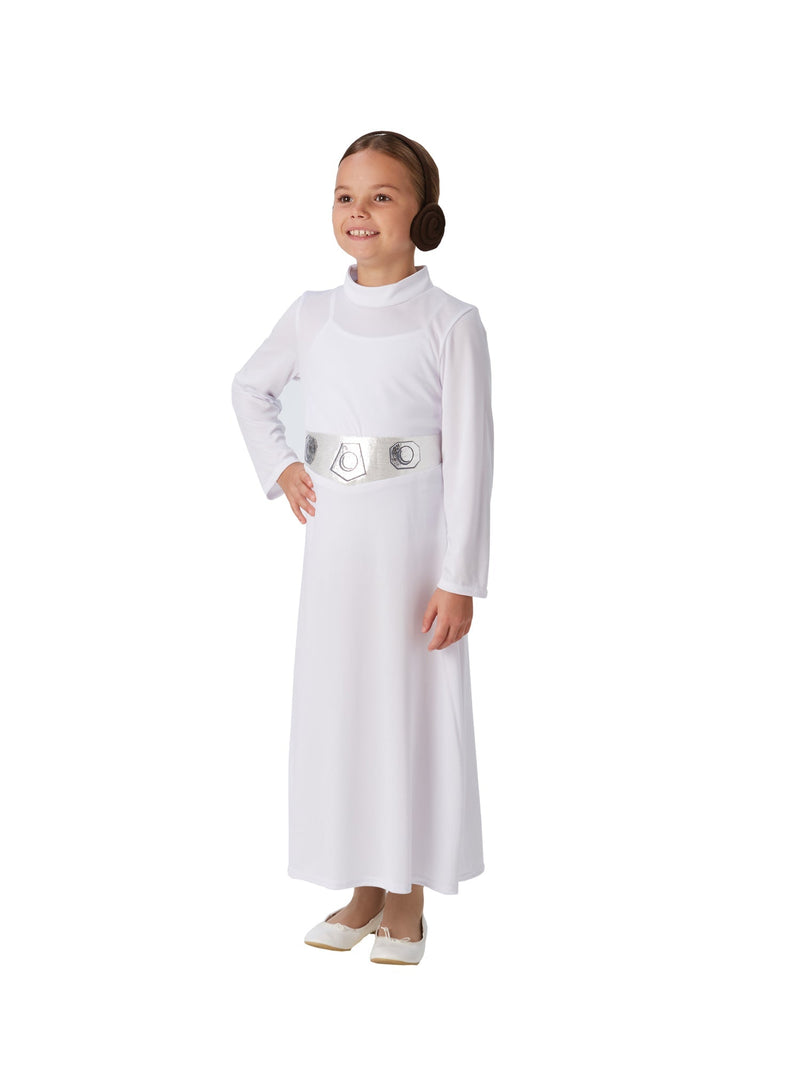 Princess Leia Costume Girls Long White Dress Belt Hair Buns_2