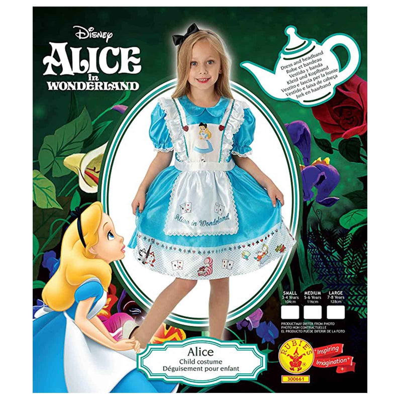 Alice in Wonderland Girls Costume Satin Blue