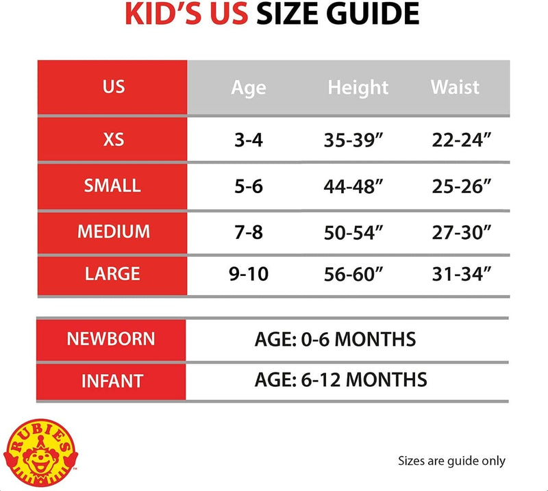 Size Chart Rey The Last Jedi Kids Costume Star Wars Episode Viii: