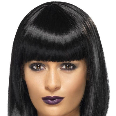 RnB Star Wig Adult Black Short Blunt Cut Bob with Fringe_1