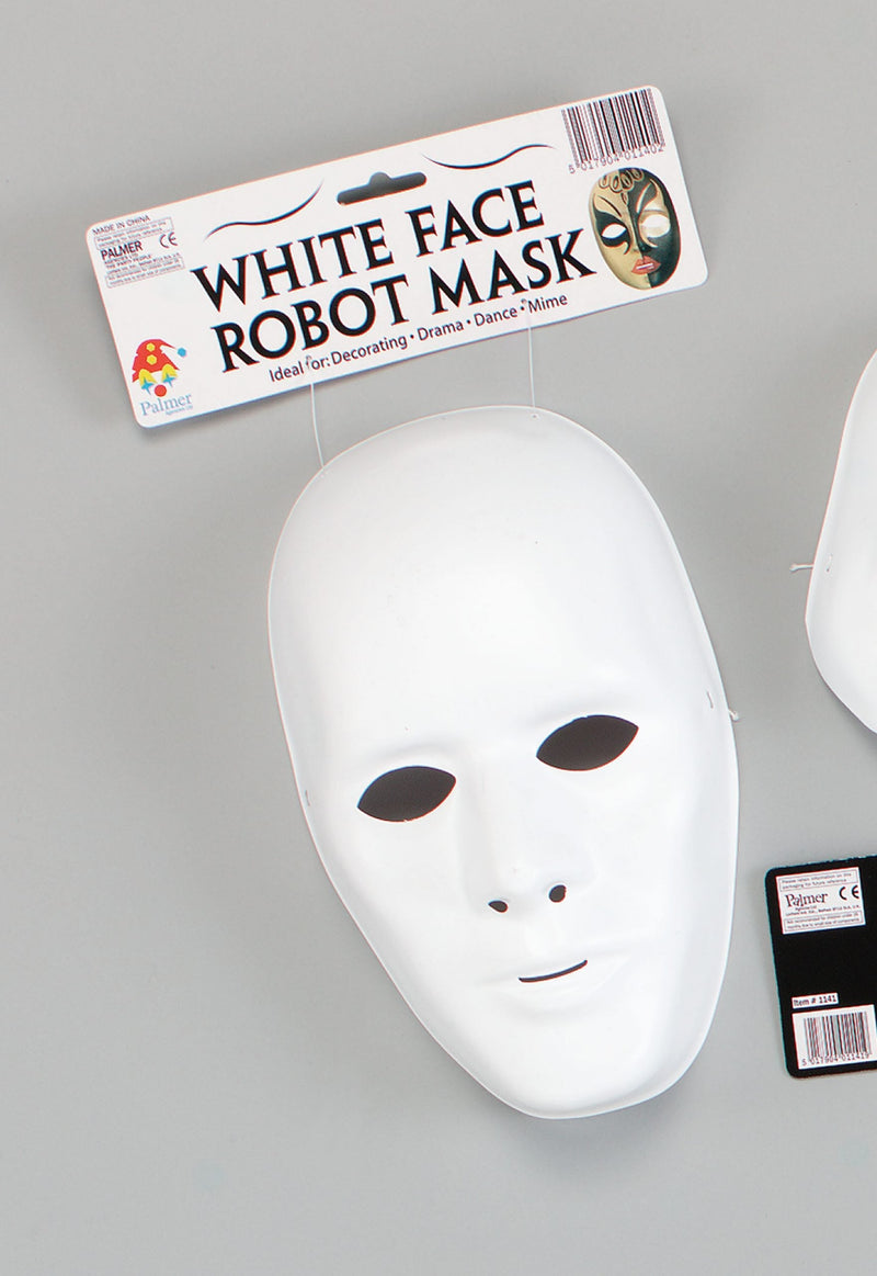 Robot Male Face Mask White Masquerade Eyemask_1