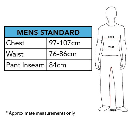 Size Chart Rum Runner Pirate Man Costume