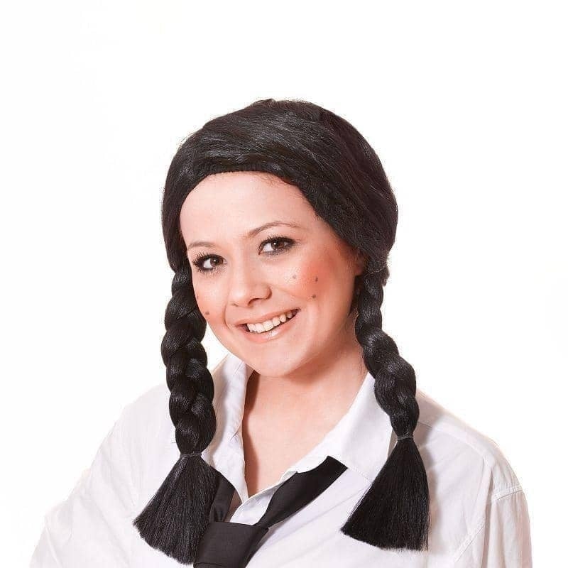 Schoolgirl Wig Black Plaits_2