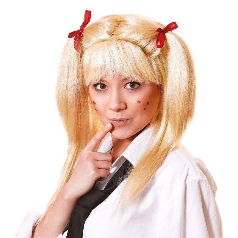 Schoolgirl Wig Blonde Red Bows_2