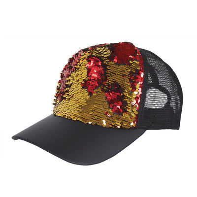 Sequin Cap Reversible Gold Red_1