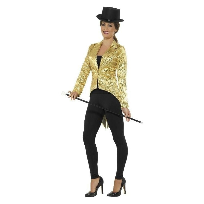 Sequin Tailcoat Jacket Ladies Adult Gold_2