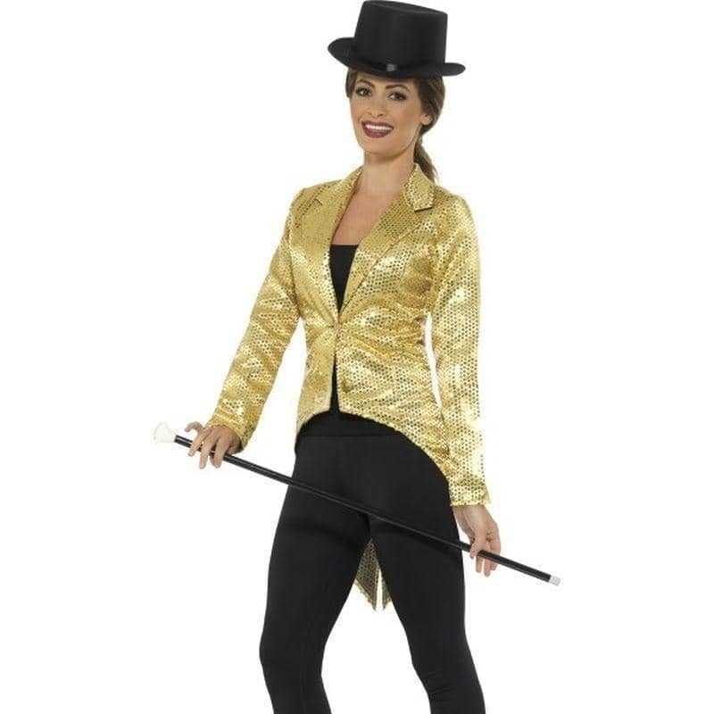 Sequin Tailcoat Jacket Ladies Adult Gold_1