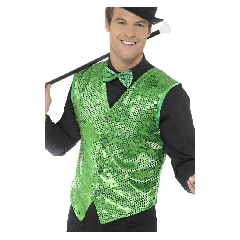 Sequin Waistcoat Adult Green_2