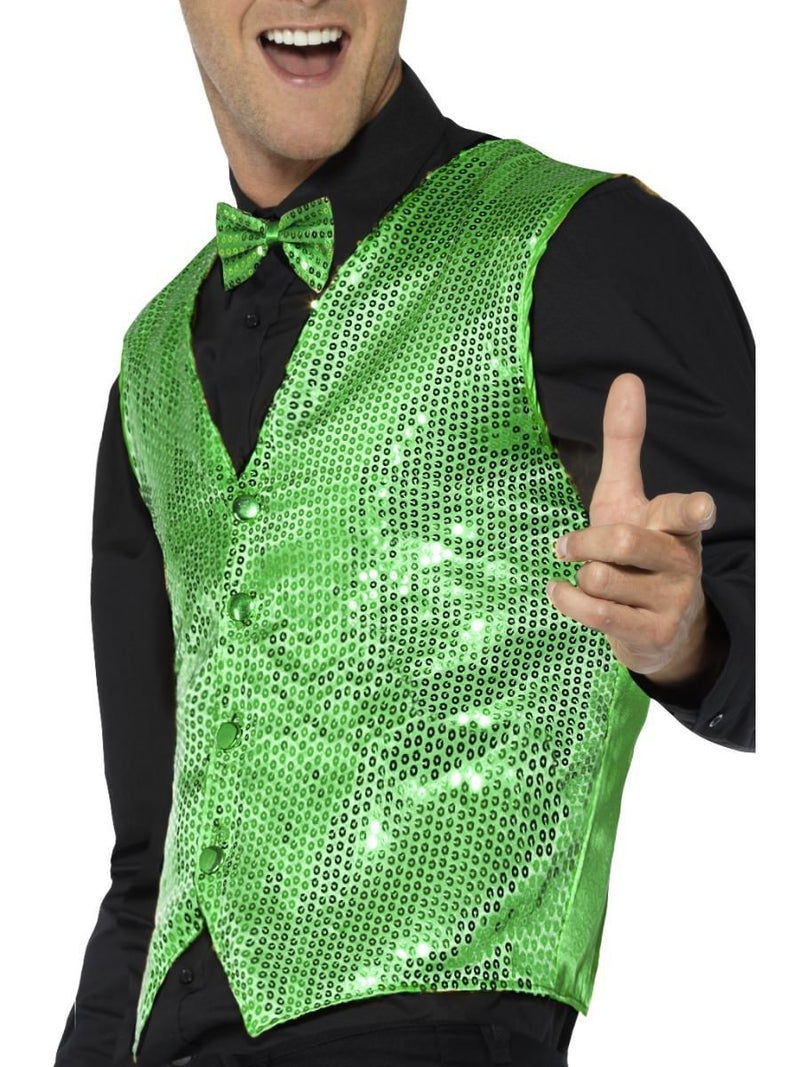 Sequin Waistcoat Adult Green_3