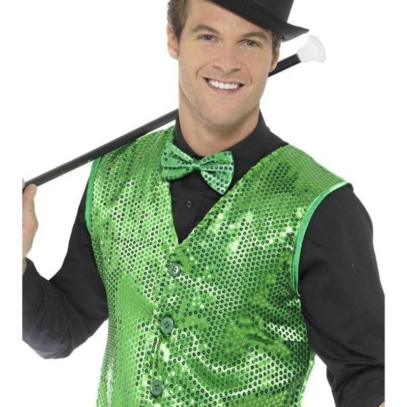 Sequin Waistcoat Adult Green_1