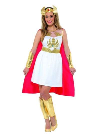 She Ra Costume Glitter Print Adult White Dress_2