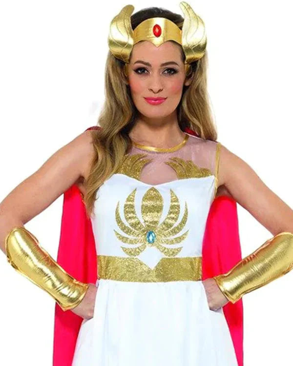 She Ra Costume Glitter Print Adult White Dress_3