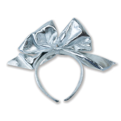 Silver Bow On Headband Costume Accessory_1