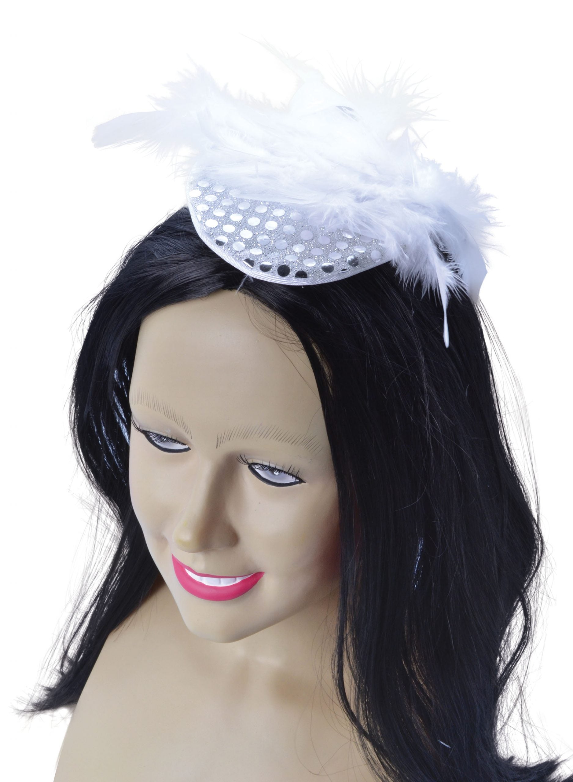Silver Sequin Hat with Feather Gangster Moll Costume Accessory – Mad ...