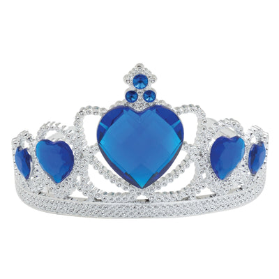 Silver Tiara Plastic Blue Stone Princess Costume Accessory_1