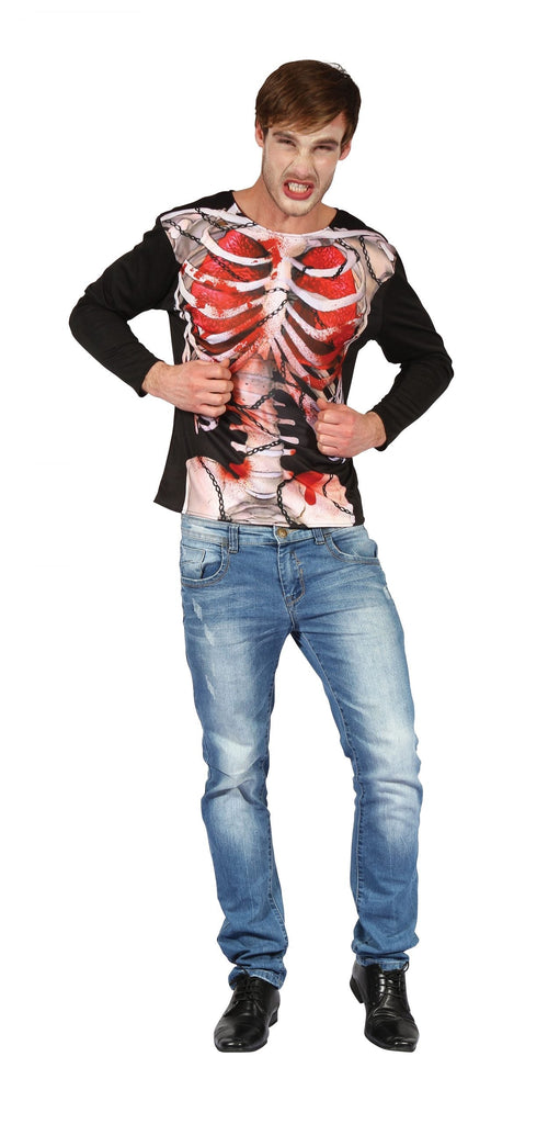 Skeleton Chained 3d Print- Shirt Adult Costume Male Chest Size 44