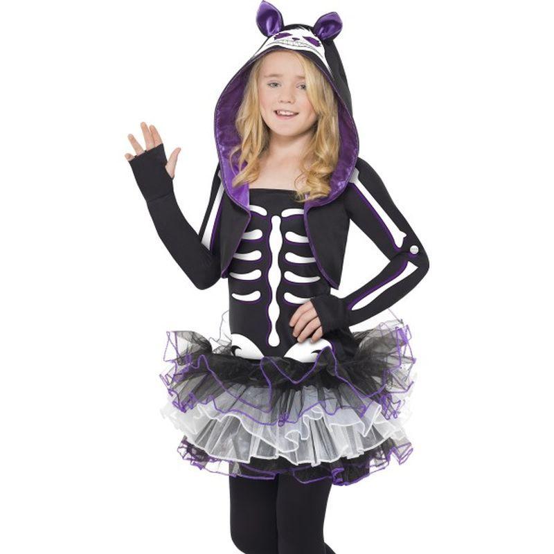 Skelly Cat Costume Kids Black White_1