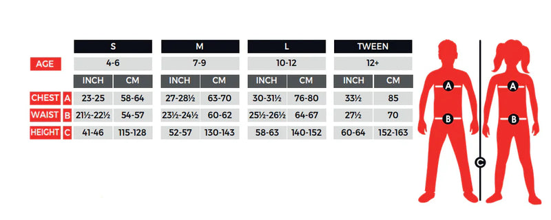 Size Chart Knight Kit Blue Child