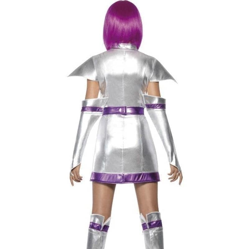 Space Cadet Costume Fever Adult Silver Purple Dress Belt Arm Boot Cuffs_2