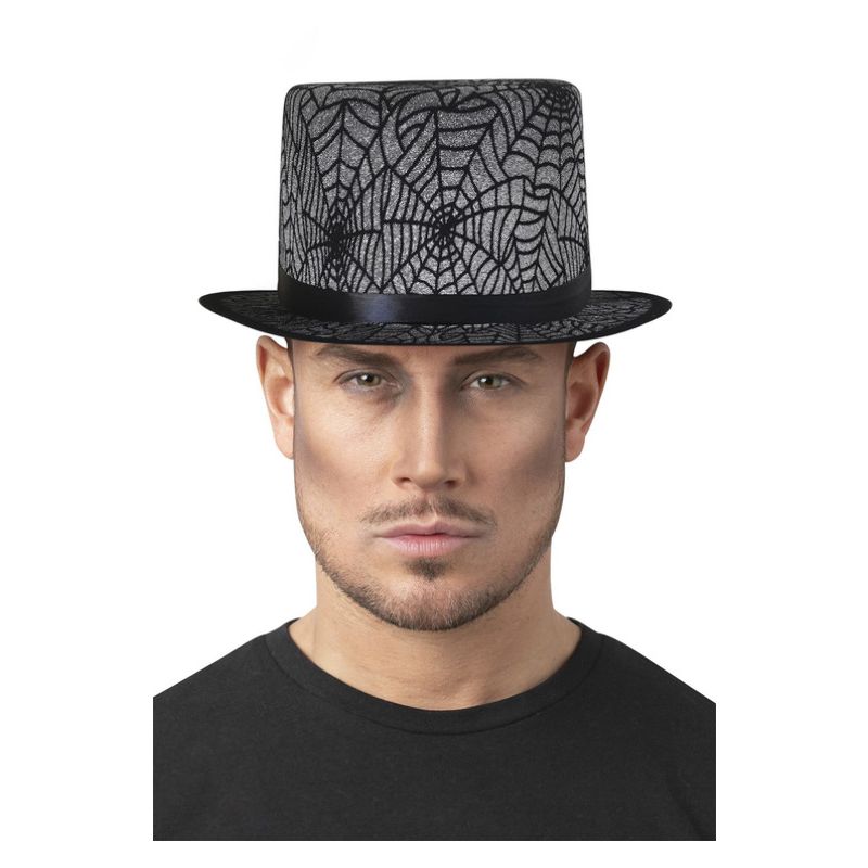 Spider Web Top Hat Adult Grey_1