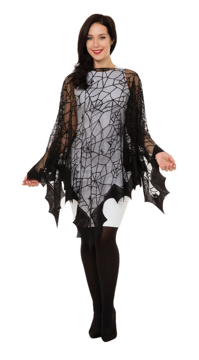 Spiderweb + Bat Fishnet Cape Adult Costume Female_1