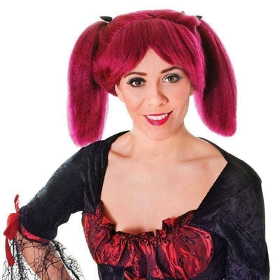 Steampunk Burgundy Wig with Ponytails_1